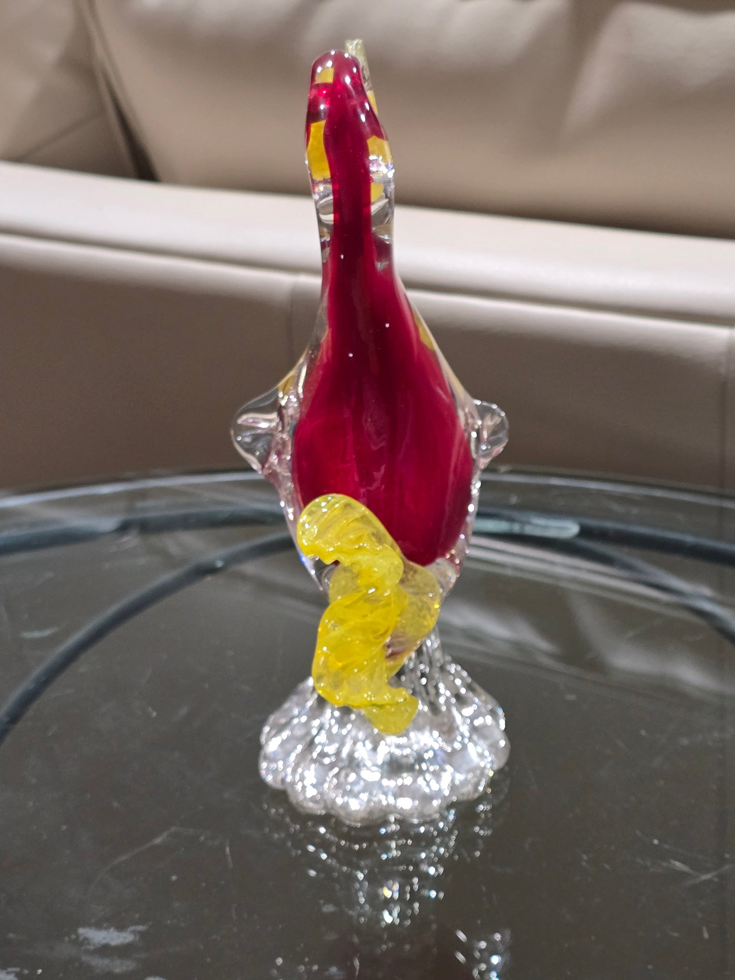 Murano hand-blown art glass bird sculpture.